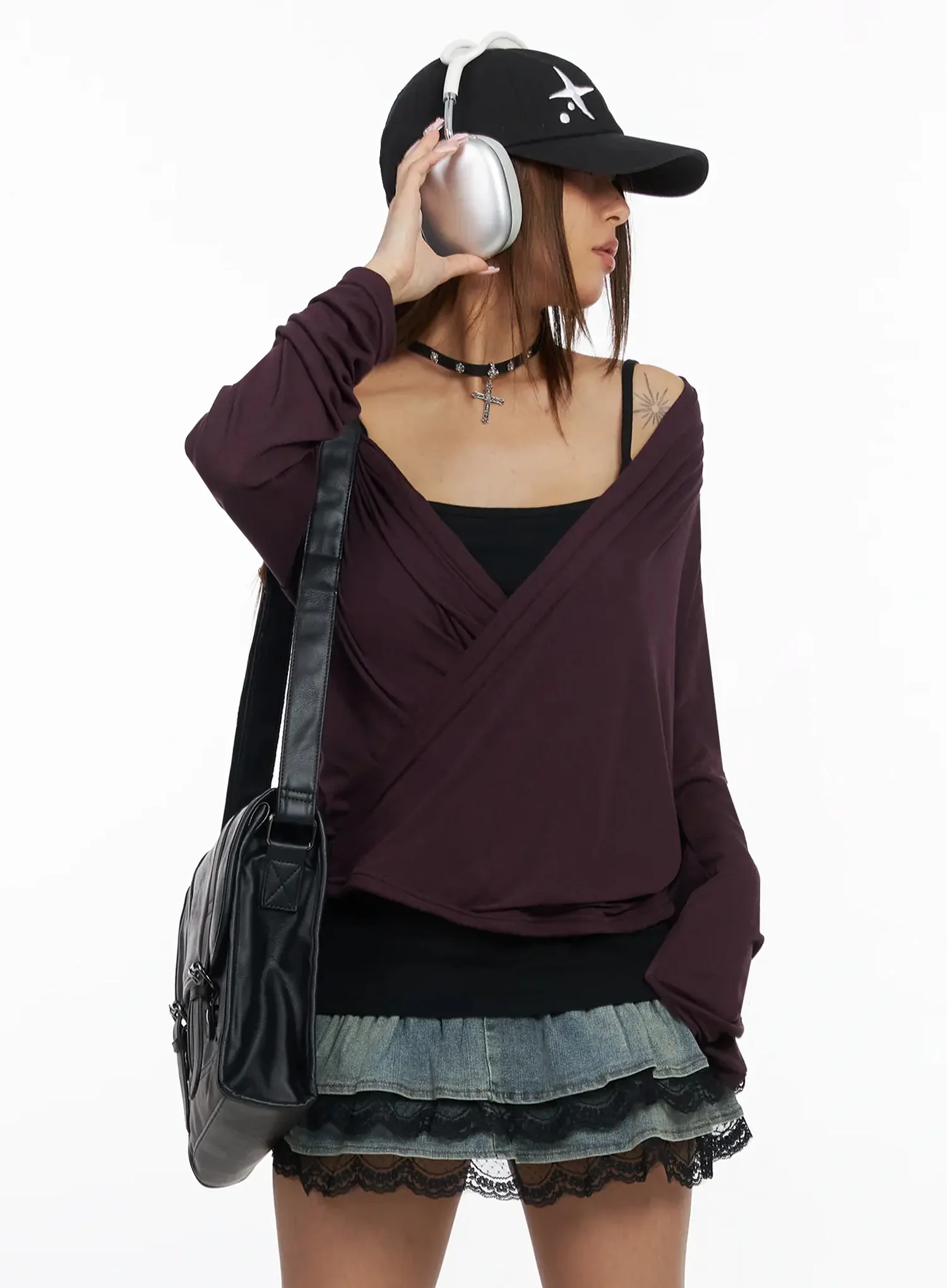 Shirred Wrap Long Sleeve Top IY515