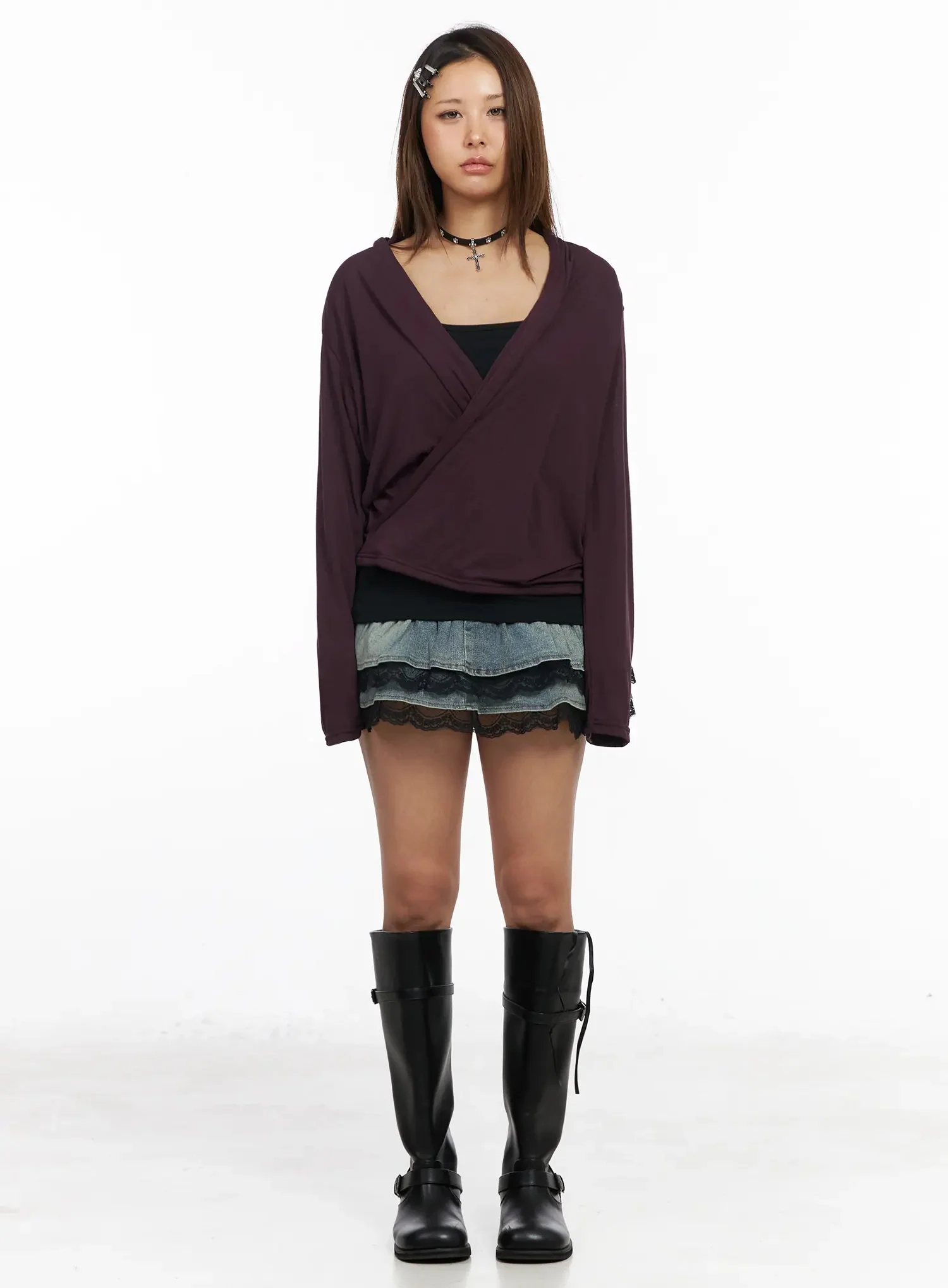 Shirred Wrap Long Sleeve Top IY515 - Image 10