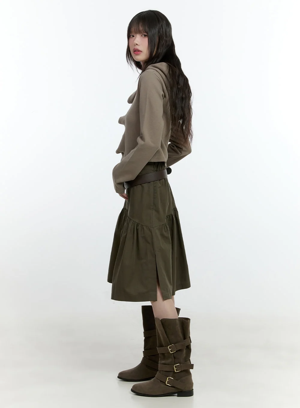 Shirring Buttoned Hooded Cardigan CF506 - Image 5