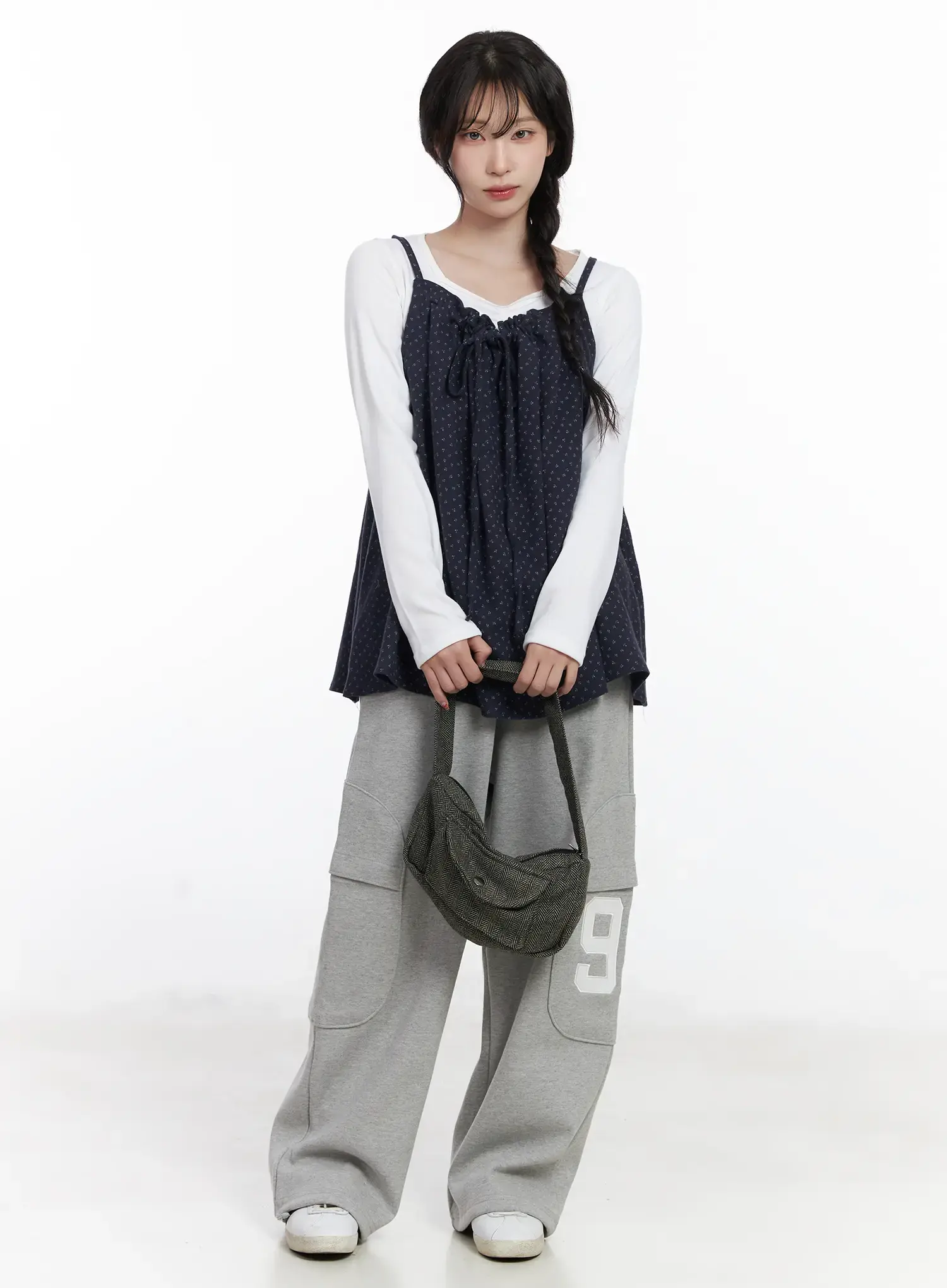 Shirring Heart Neck Long Sleeve Top CJ527 - Image 7