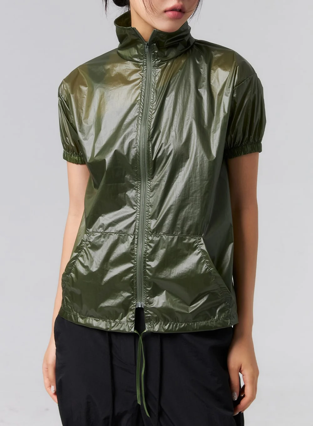 Short Sleeve Nylon Zip-Up CL319 - Image 2