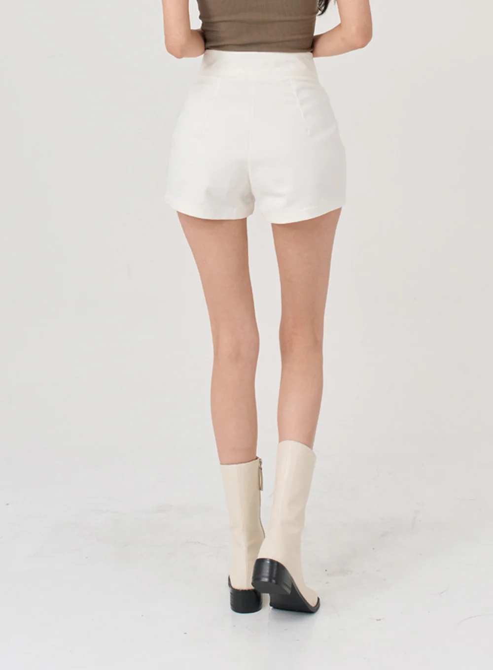 Side Belt Slit High Waist Short Pants IG18 - Image 3