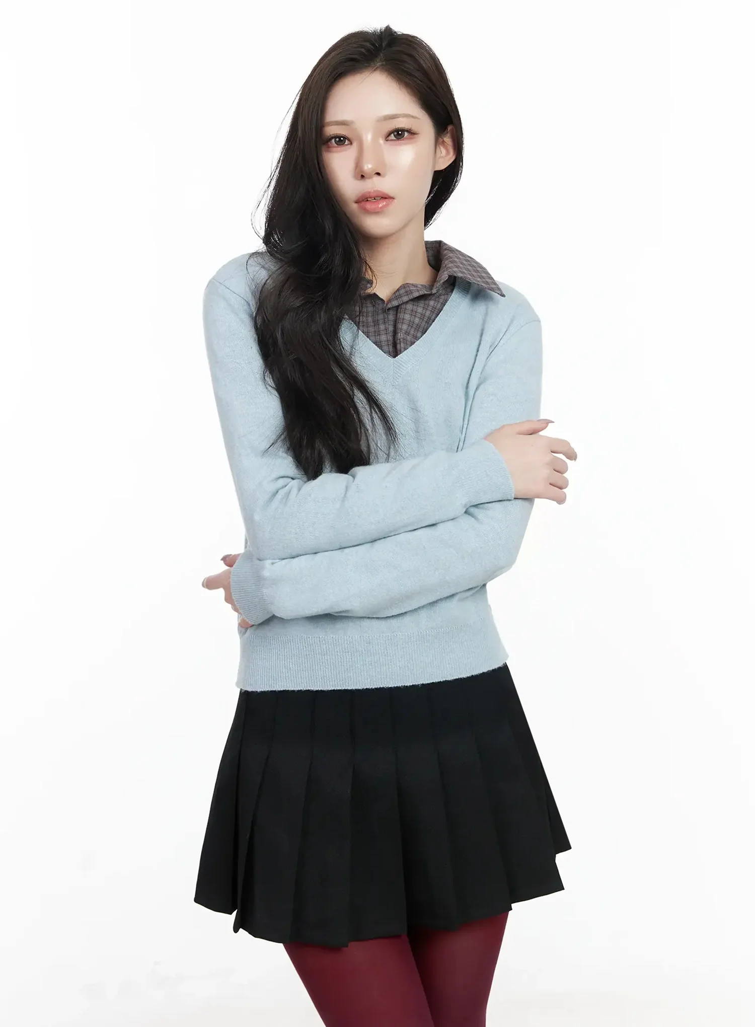 Simple Cashmere V-Neck Knit IJ528 - Image 3
