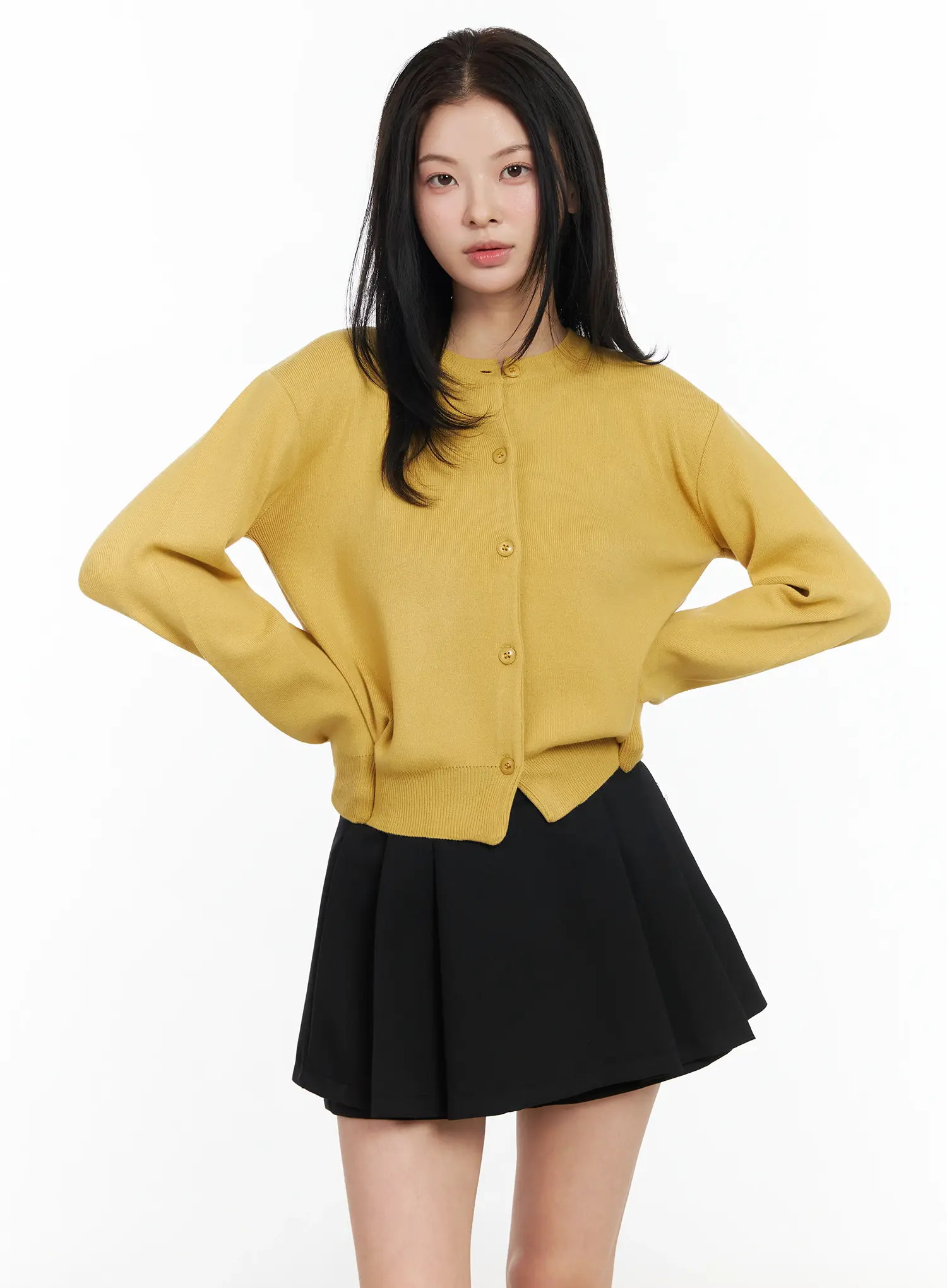 Simple Round Neck Cardigan IM524 - Image 2