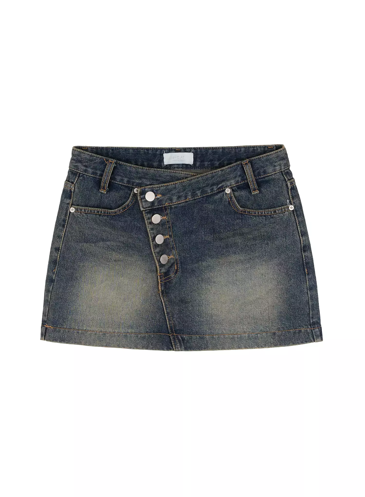 Slanted-Button Low-Rise Denim Skirt IC503 - Image 14