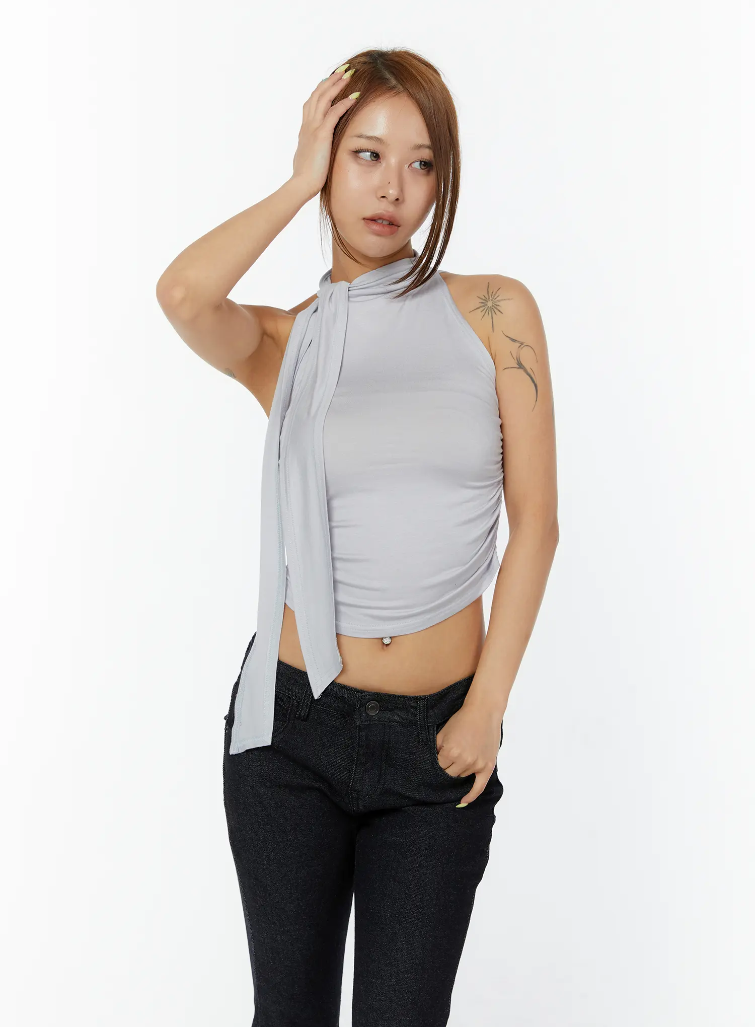 Sleeveless Shirred Halter Top CY520 - Image 2
