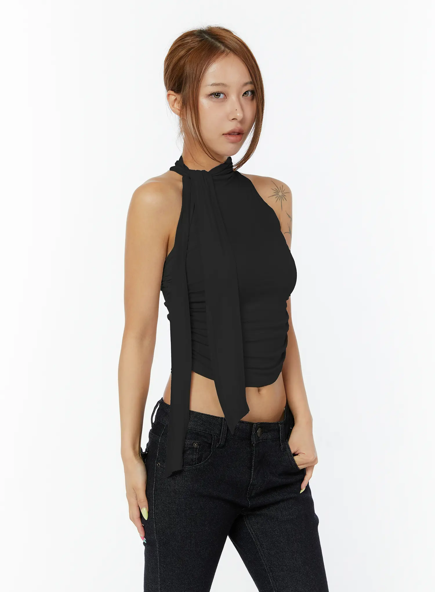Sleeveless Shirred Halter Top CY520 - Image 6