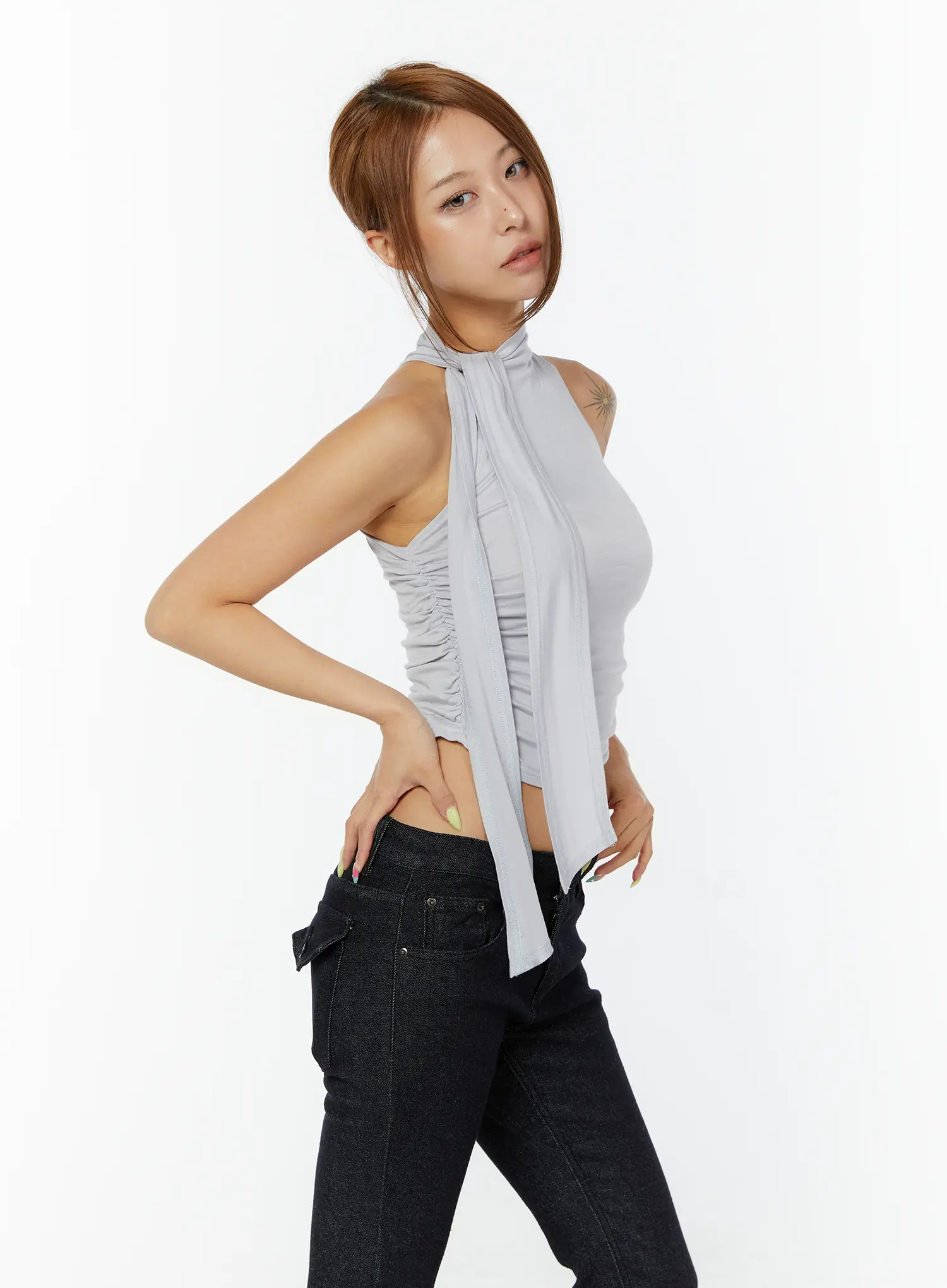 Sleeveless Shirred Halter Top CY520 - Image 9