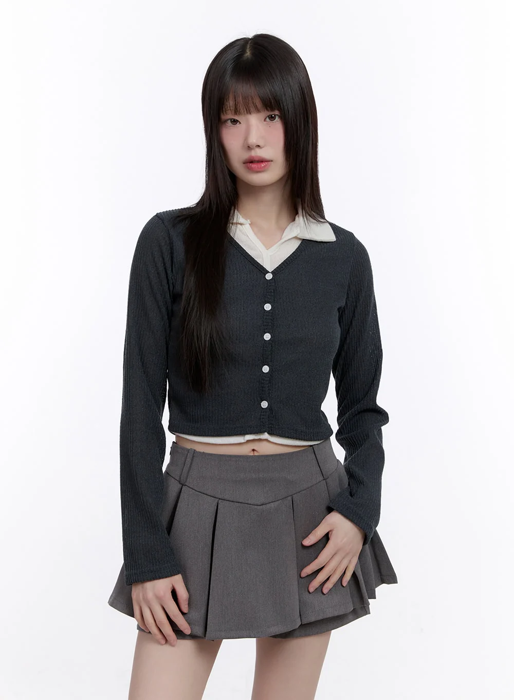 Slim-Fit Collar Layered Cardigan CF512 - Image 8