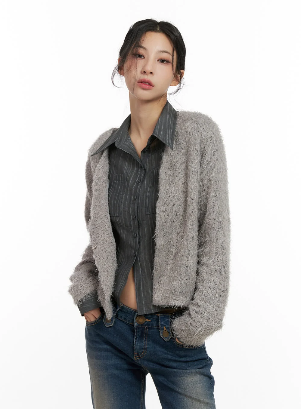 Slim-Fit Crop Cardigan CN416 - Image 7