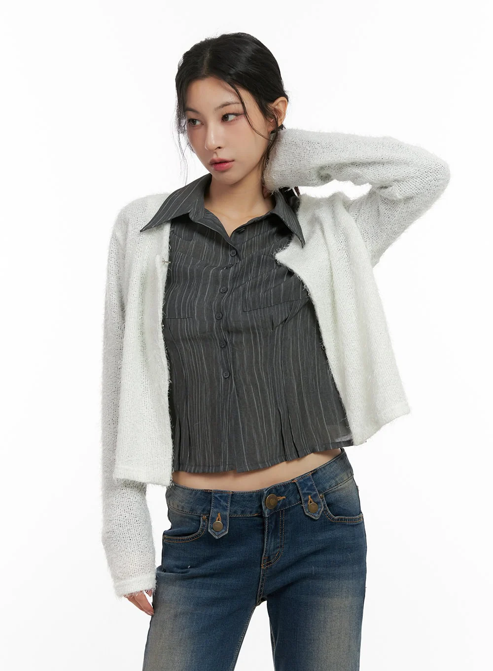 Slim-Fit Crop Cardigan CN416 - Image 8