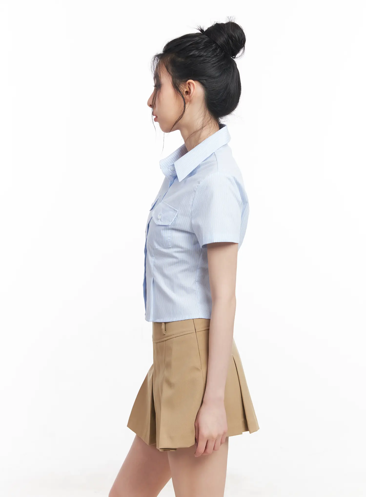 Slim-Fit Cropped Button-Up Shirt CU511 - Image 3