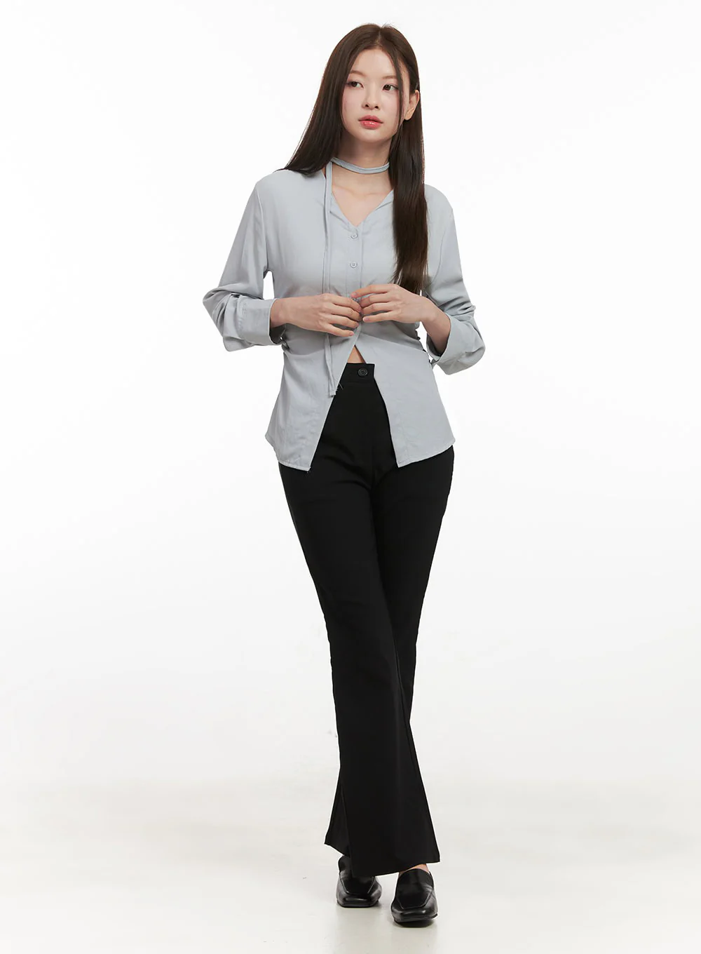 Slim-Fit Flared Slacks IF505 - Image 8