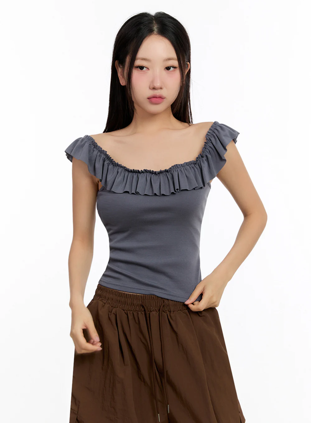 Slim-Fit Frill Tank Top IU509 - Image 15