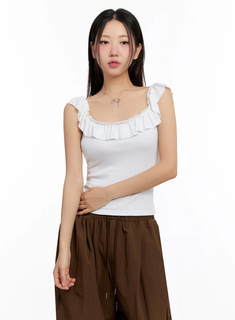 Slim-Fit Frill Tank Top IU509 - Image 7