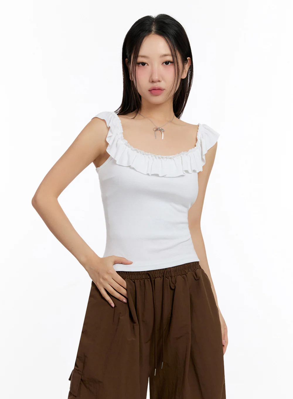Slim-Fit Frill Tank Top IU509 - Image 8