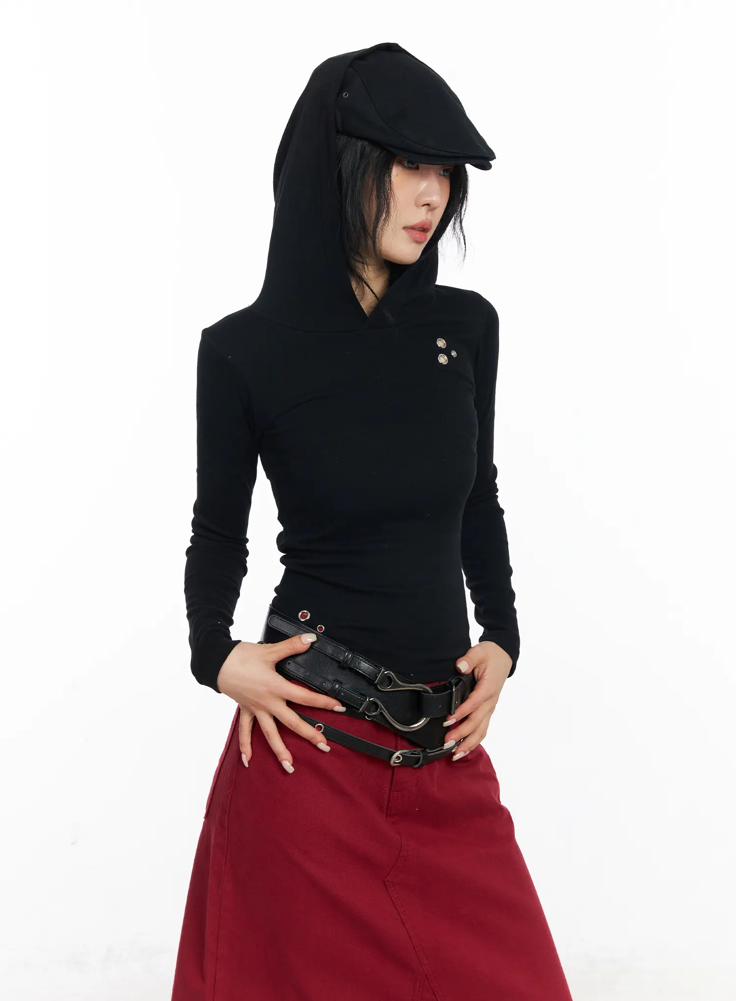 Slim-Fit Gromment Detail Hoodie CJ523 - Image 7