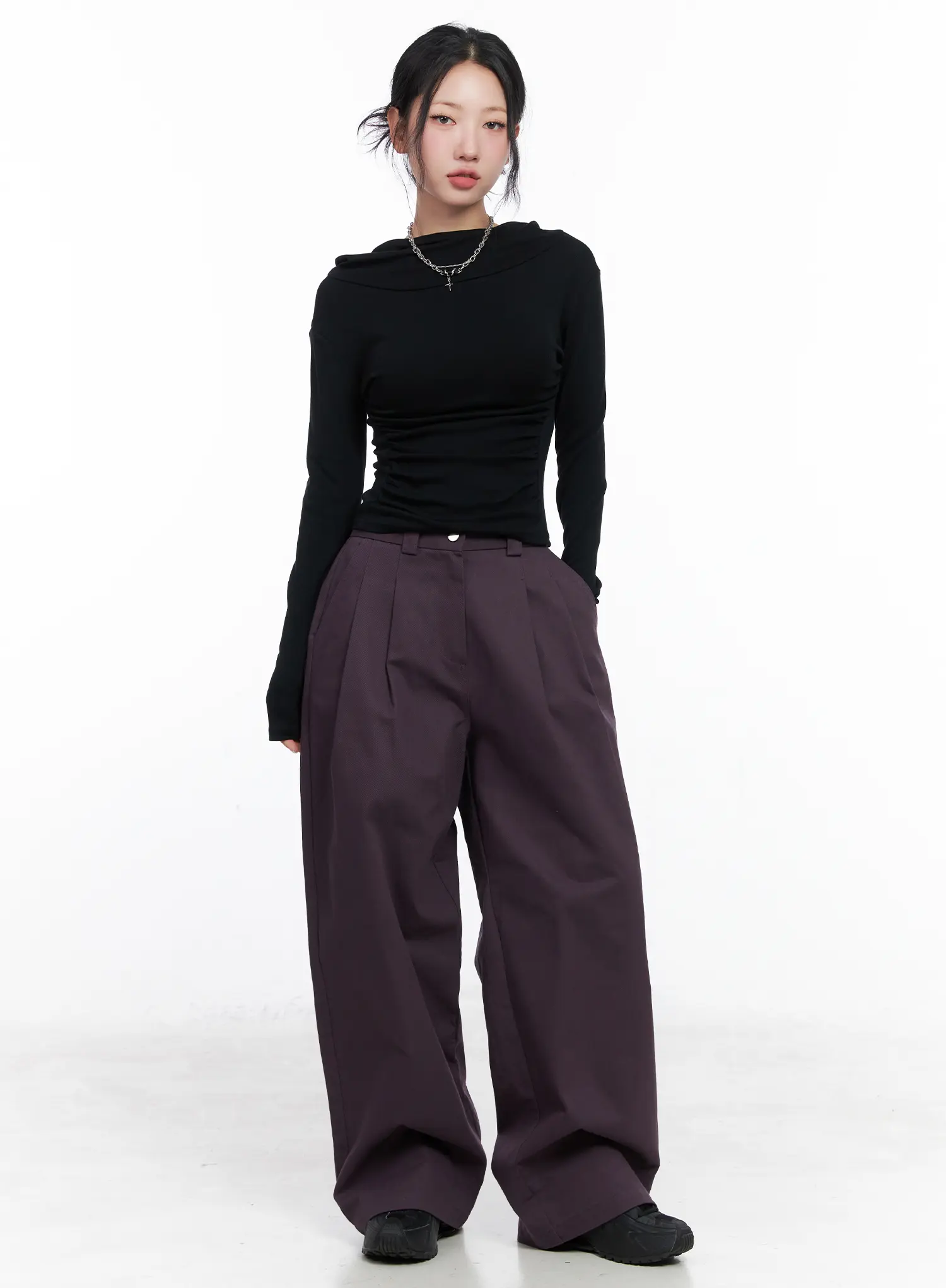 Slim Fit Hooded Turtleneck Top CN514 - Image 2