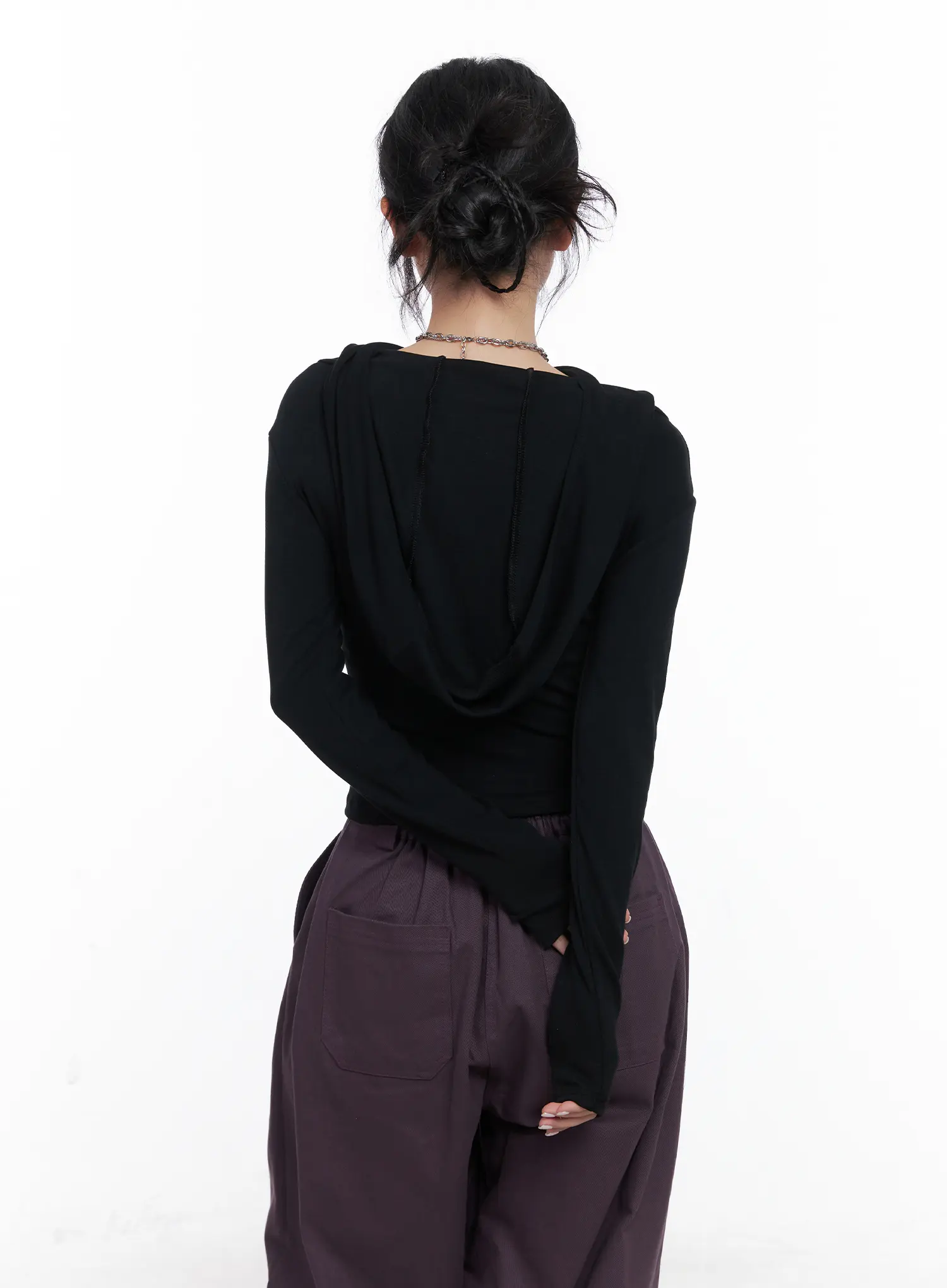 Slim Fit Hooded Turtleneck Top CN514 - Image 7