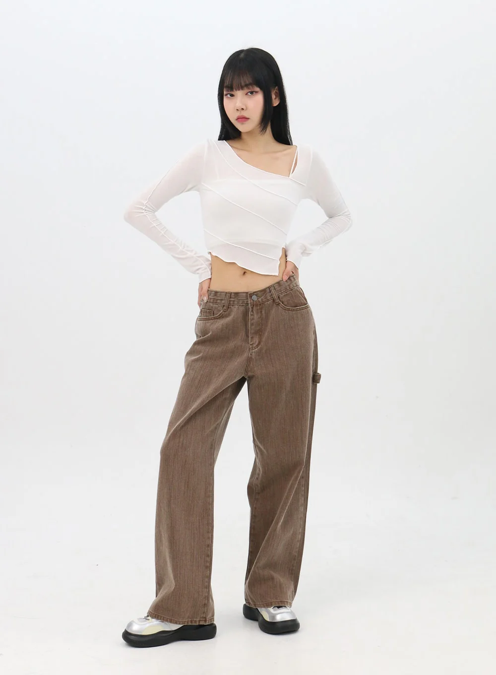 Slim Fit Long Sleeve Crop Tee IN310 - Image 2