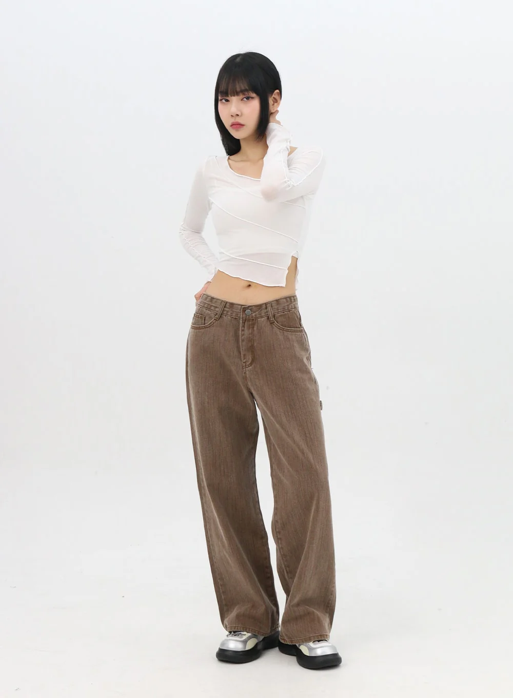Slim Fit Long Sleeve Crop Tee IN310 - Image 3