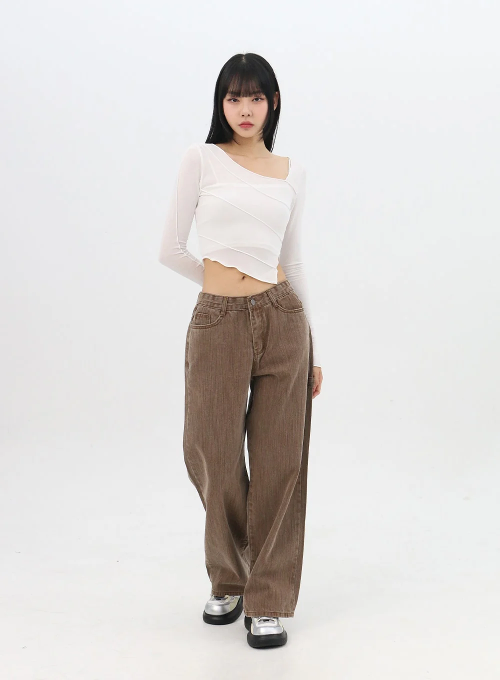 Slim Fit Long Sleeve Crop Tee IN310 - Image 6