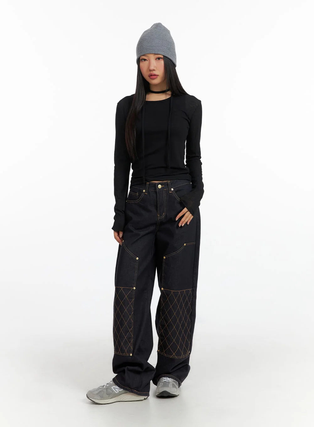 Slim Fit Round Neck Top with Scarf CF408 - Image 2