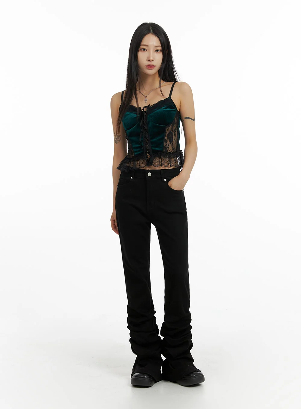 Slim Fit Shirred Bootcut Pants CF429 - Image 2
