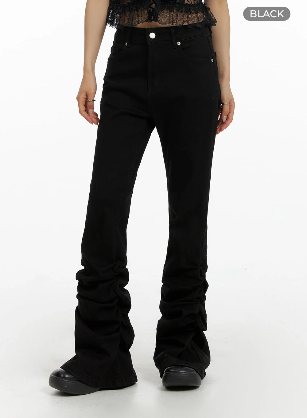 Slim Fit Shirred Bootcut Pants CF429 - Image 6