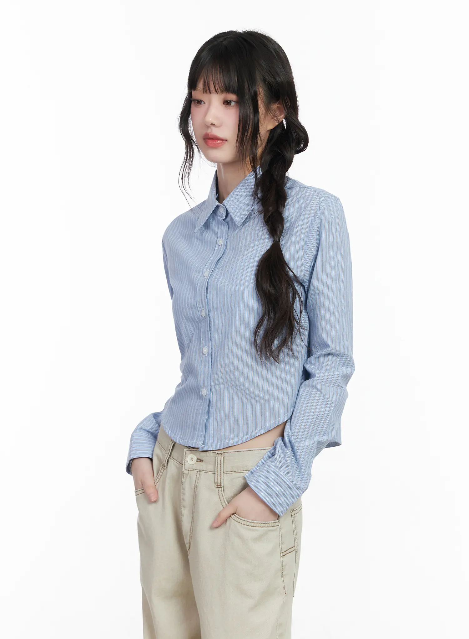 Slim-Fit Striped Collared Shirt CM526 - Image 10