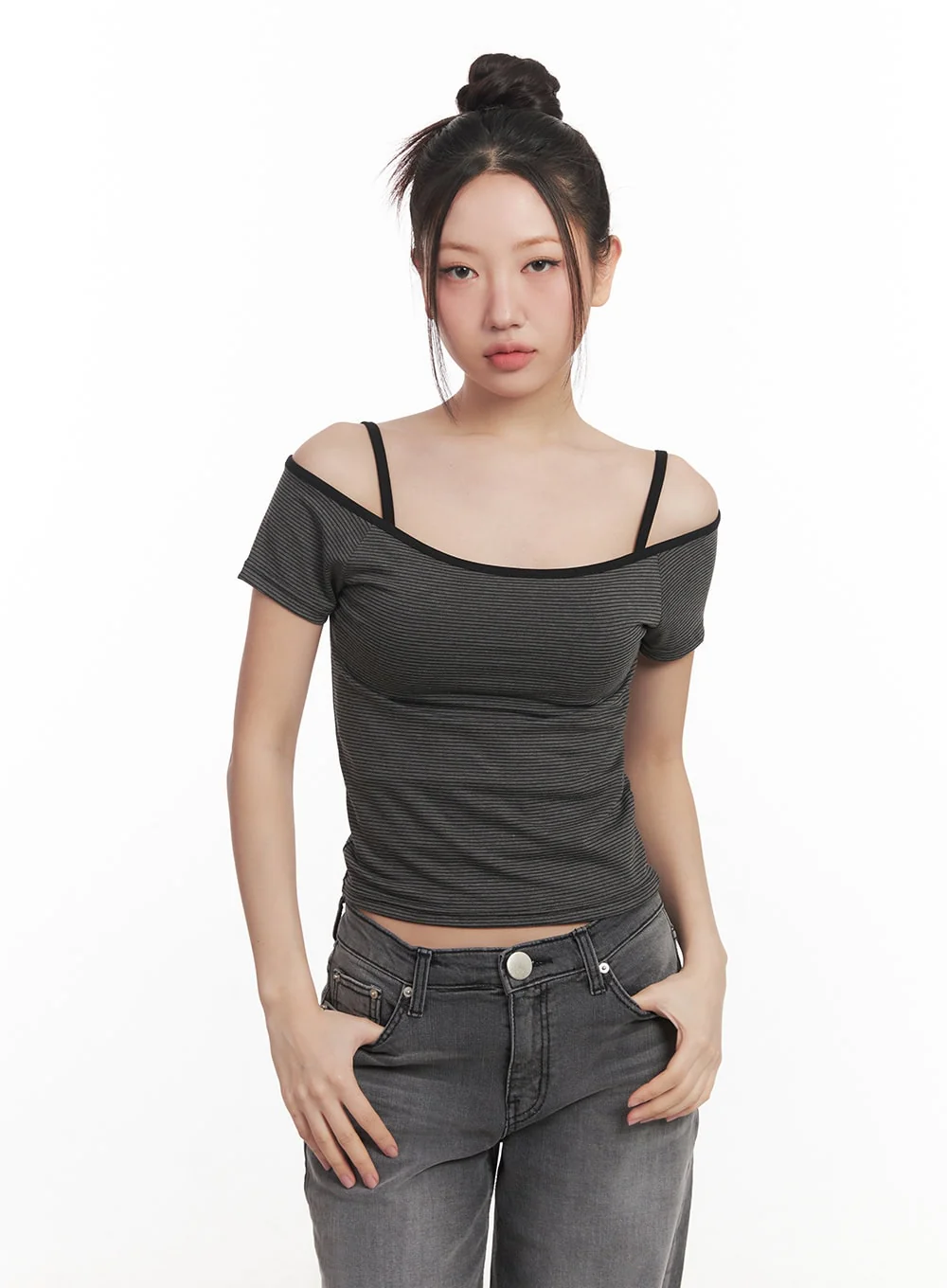 Slim-Fit Stylish Crop Tee & Cami Set CM528 - Image 11