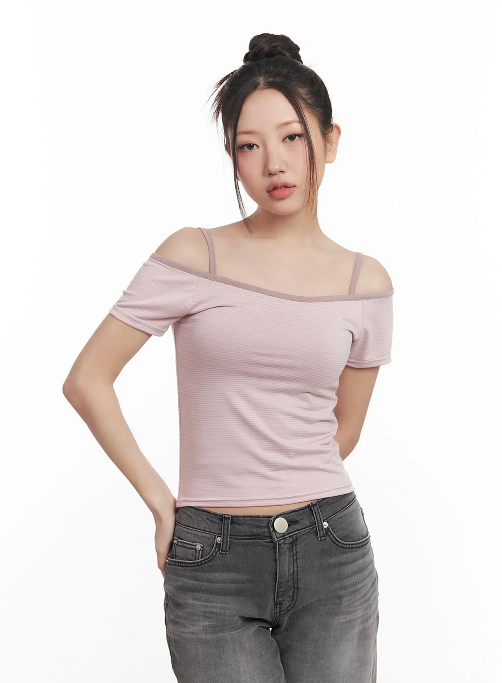 Slim-Fit Stylish Crop Tee & Cami Set CM528 - Image 12
