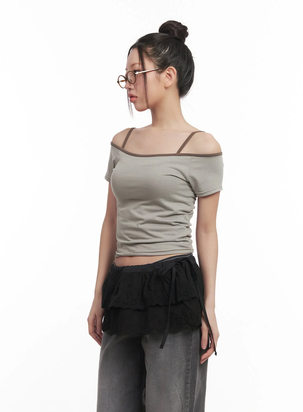 Slim-Fit Stylish Crop Tee & Cami Set CM528 - Image 3