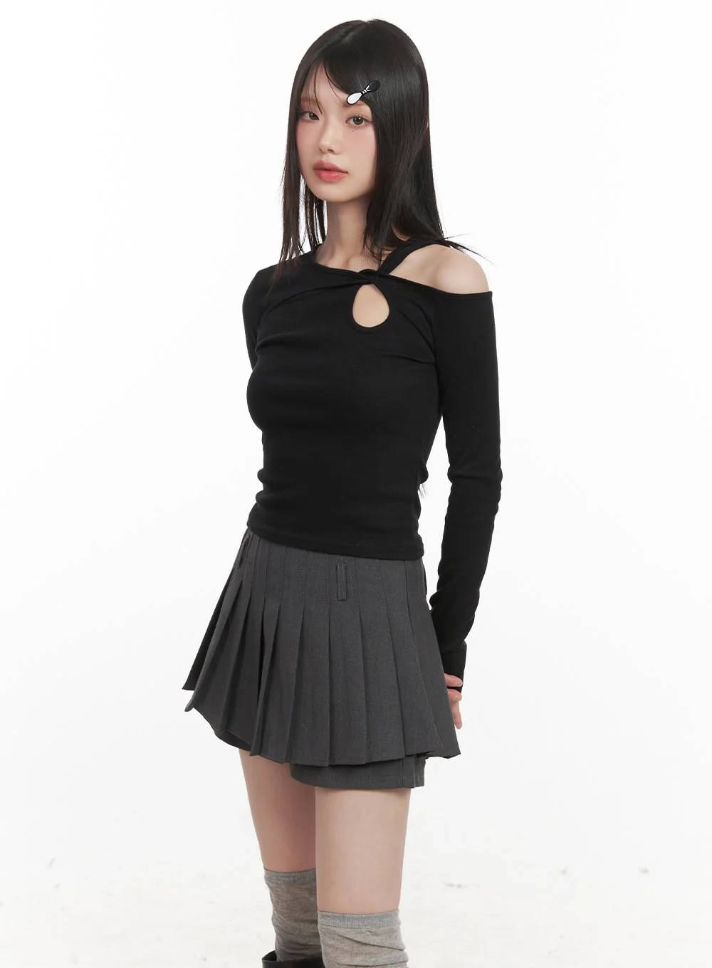 Slim-Fit Twist Cut-Out Long Sleeve Top CJ528 - Image 10