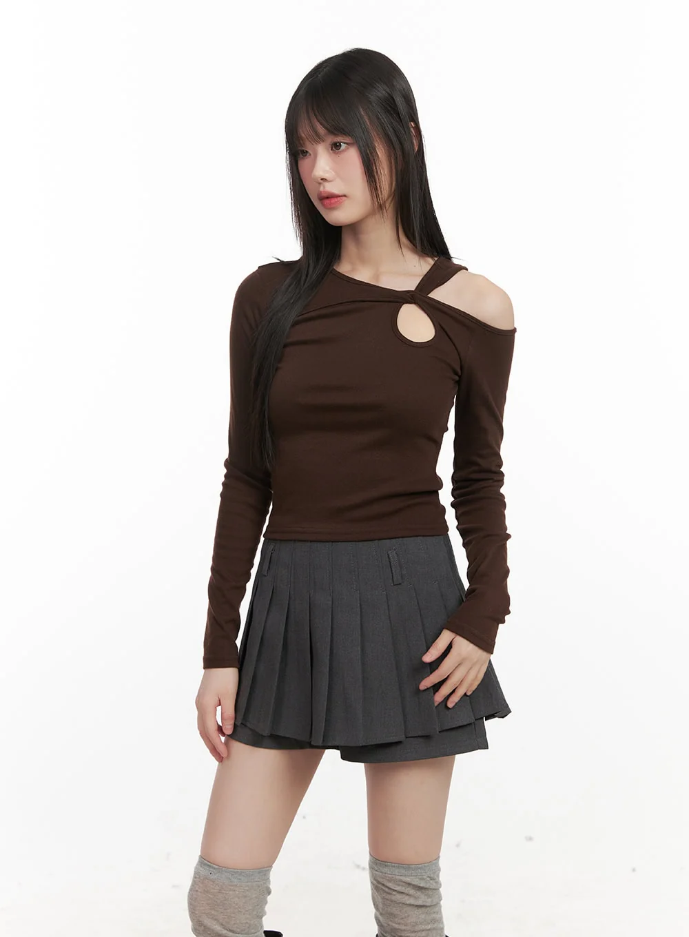 Slim-Fit Twist Cut-Out Long Sleeve Top CJ528 - Image 11