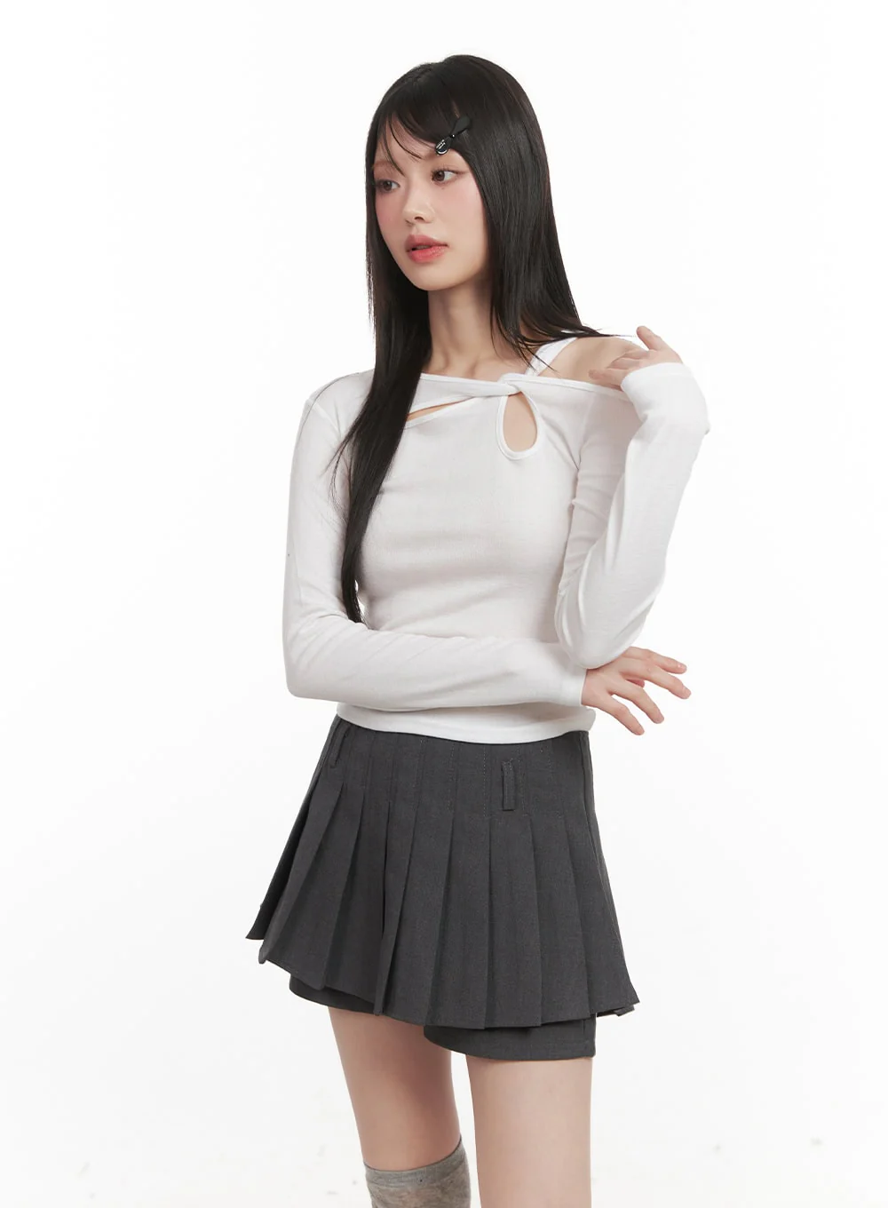 Slim-Fit Twist Cut-Out Long Sleeve Top CJ528 - Image 12