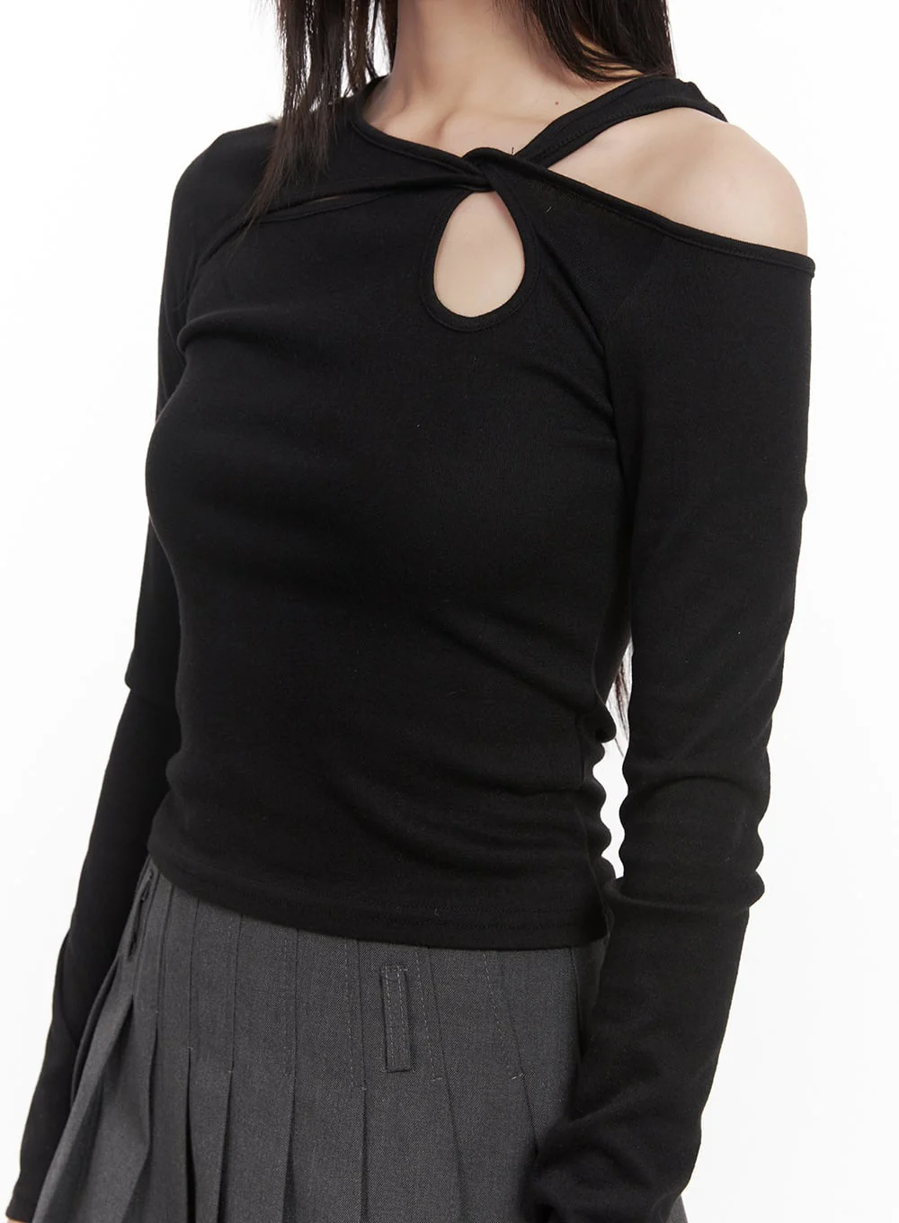 Slim-Fit Twist Cut-Out Long Sleeve Top CJ528 - Image 4