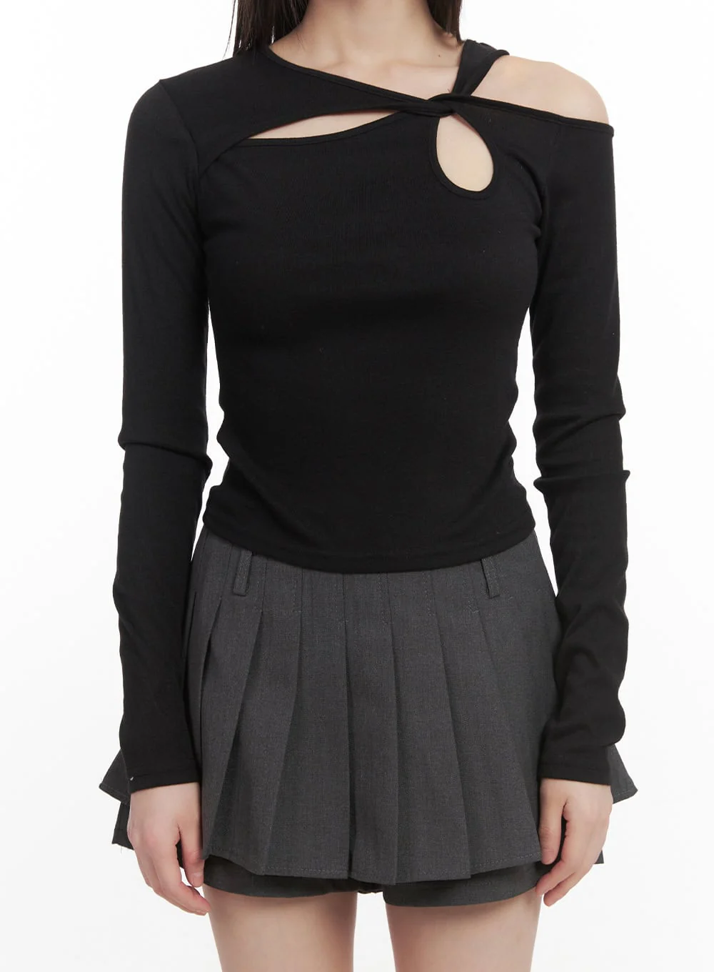 Slim-Fit Twist Cut-Out Long Sleeve Top CJ528 - Image 5