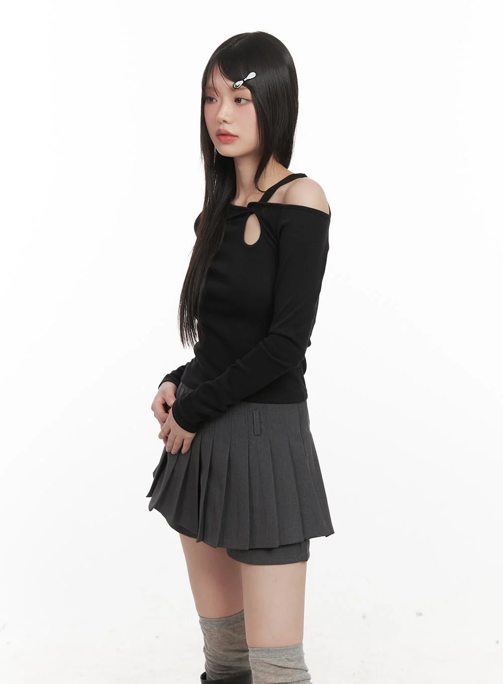 Slim-Fit Twist Cut-Out Long Sleeve Top CJ528 - Image 6