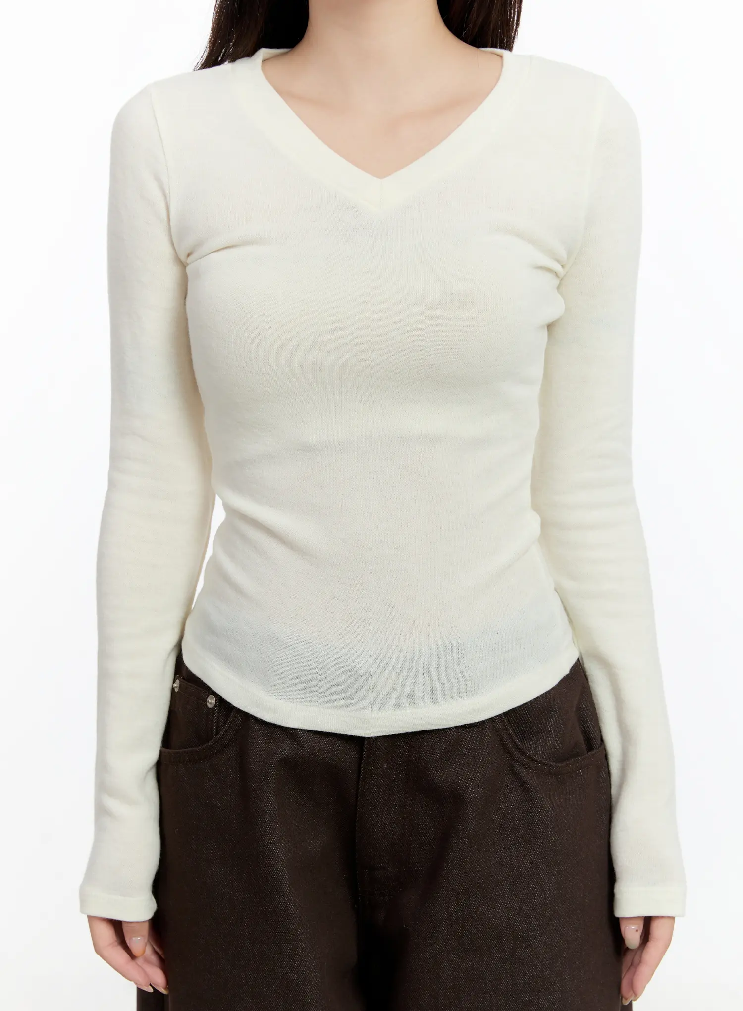 Slim Fit V-Neck Long Sleeve Top CN524 - Image 4