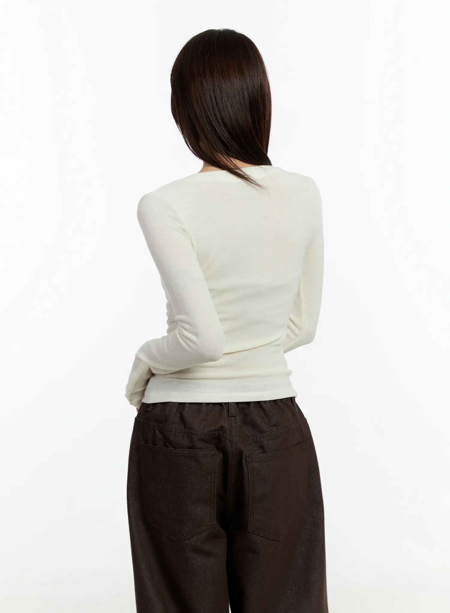 Slim Fit V-Neck Long Sleeve Top CN524 - Image 8