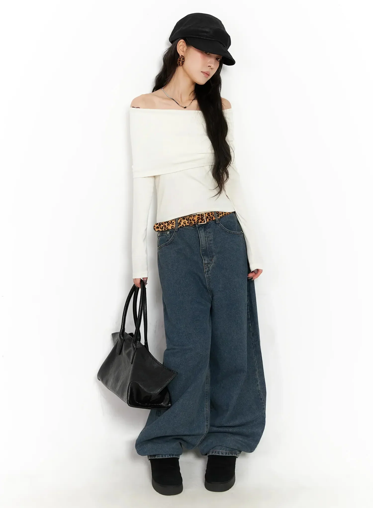 Slim Off-Shoulder Long Sleeve Tee IN528 - Image 10
