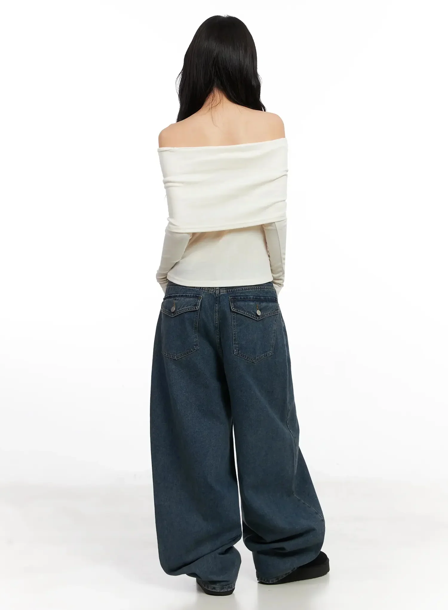 Slim Off-Shoulder Long Sleeve Tee IN528 - Image 9
