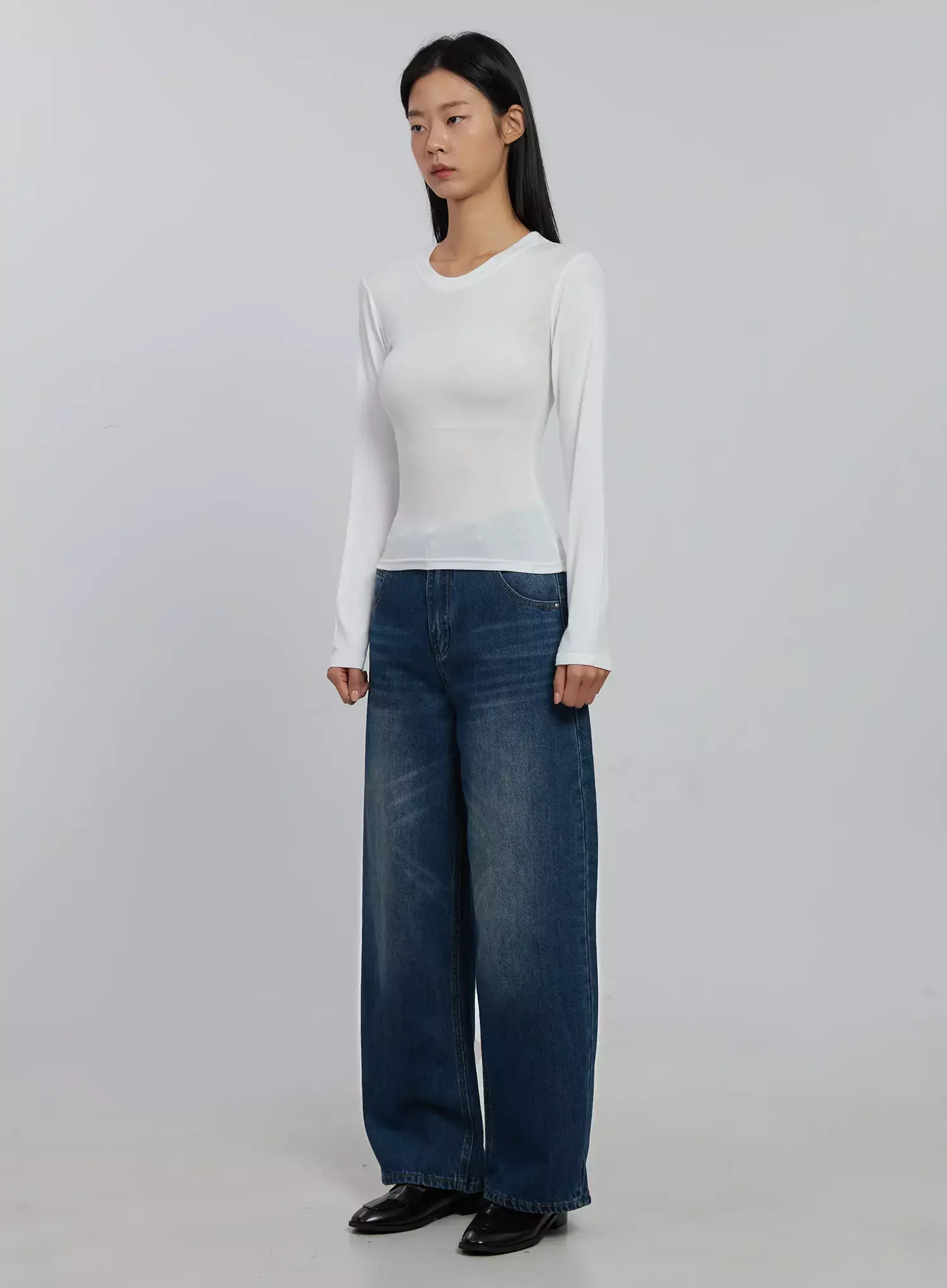Slim Round Long Sleeve Top IJ508 - Image 7