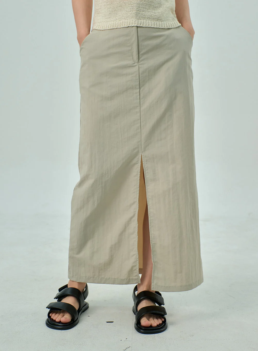 Slit Nylon Maxi Skirt OY310 - Image 2