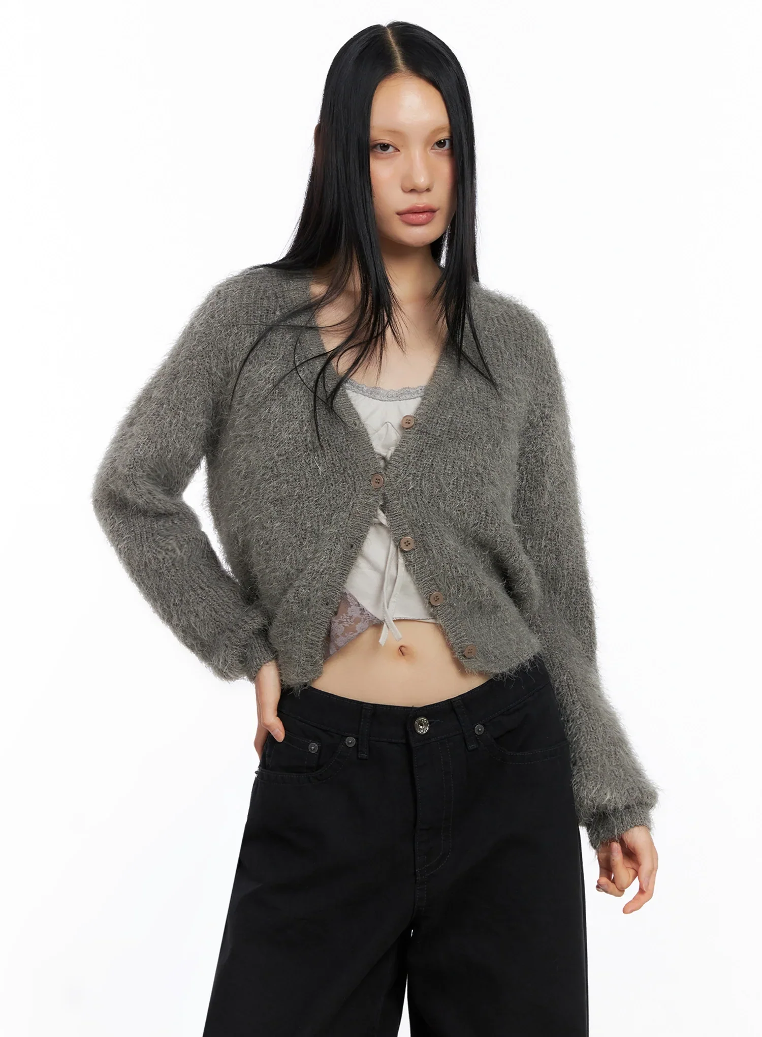 Soft Knit Buttoned Cardigan IO517 - Image 14