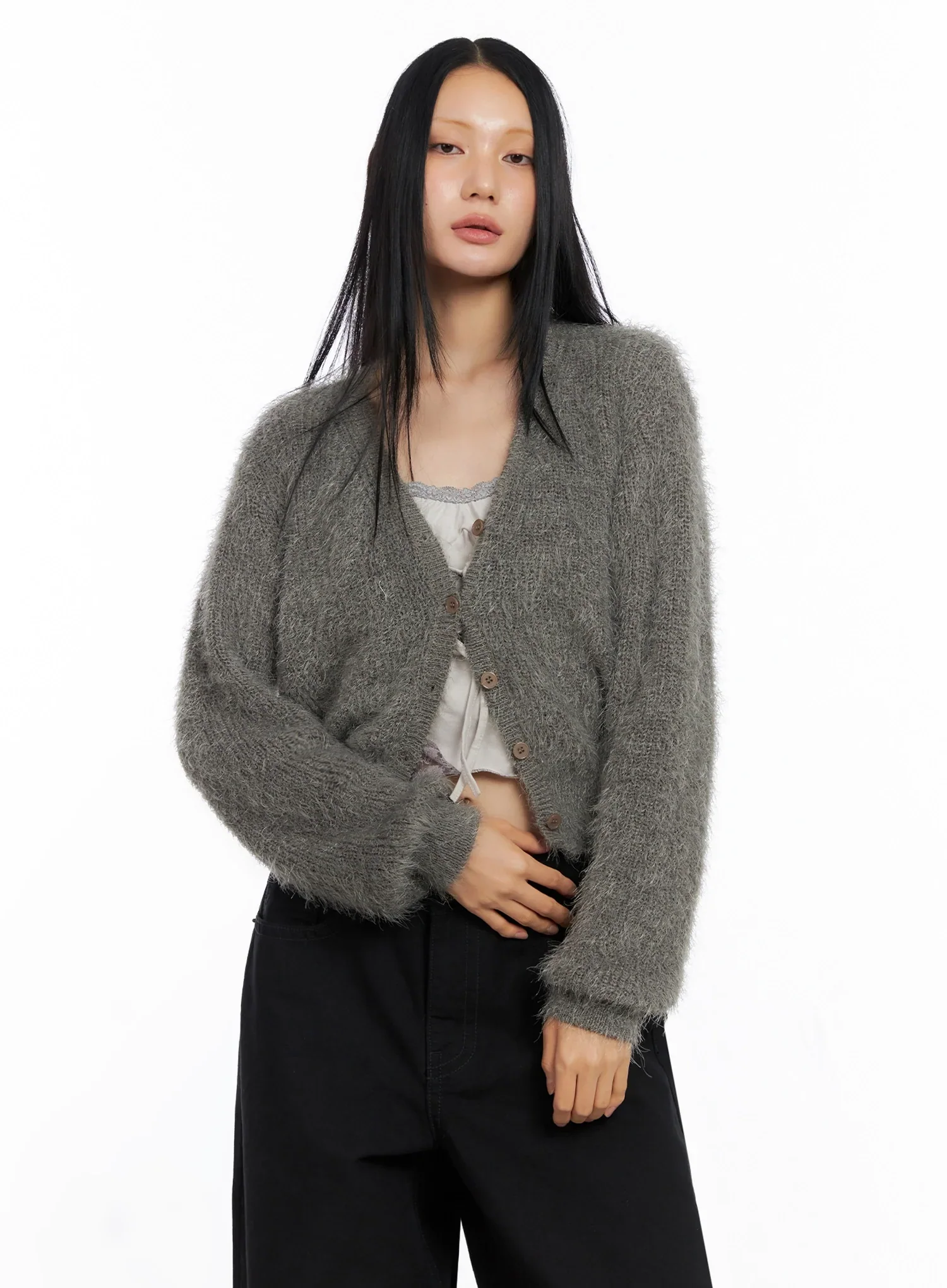 Soft Knit Buttoned Cardigan IO517 - Image 8