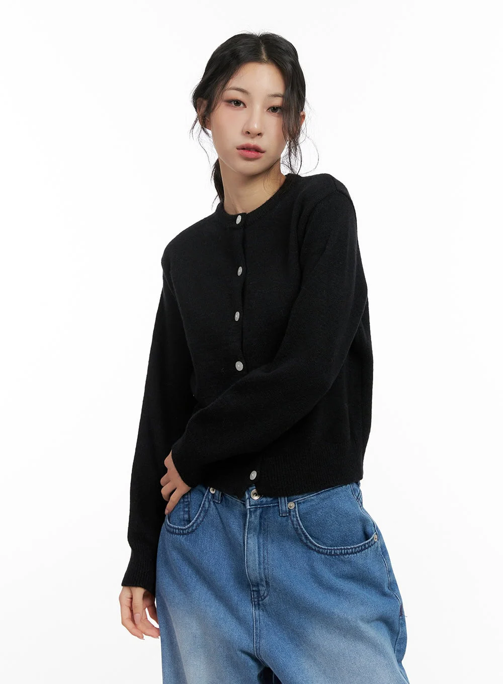 Soft Knit Solid Cardigan CN416 - Image 7