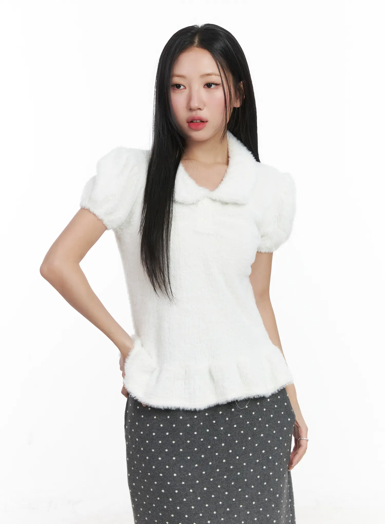 Soft Puff Sleeve Collar Top CD529 - Image 11