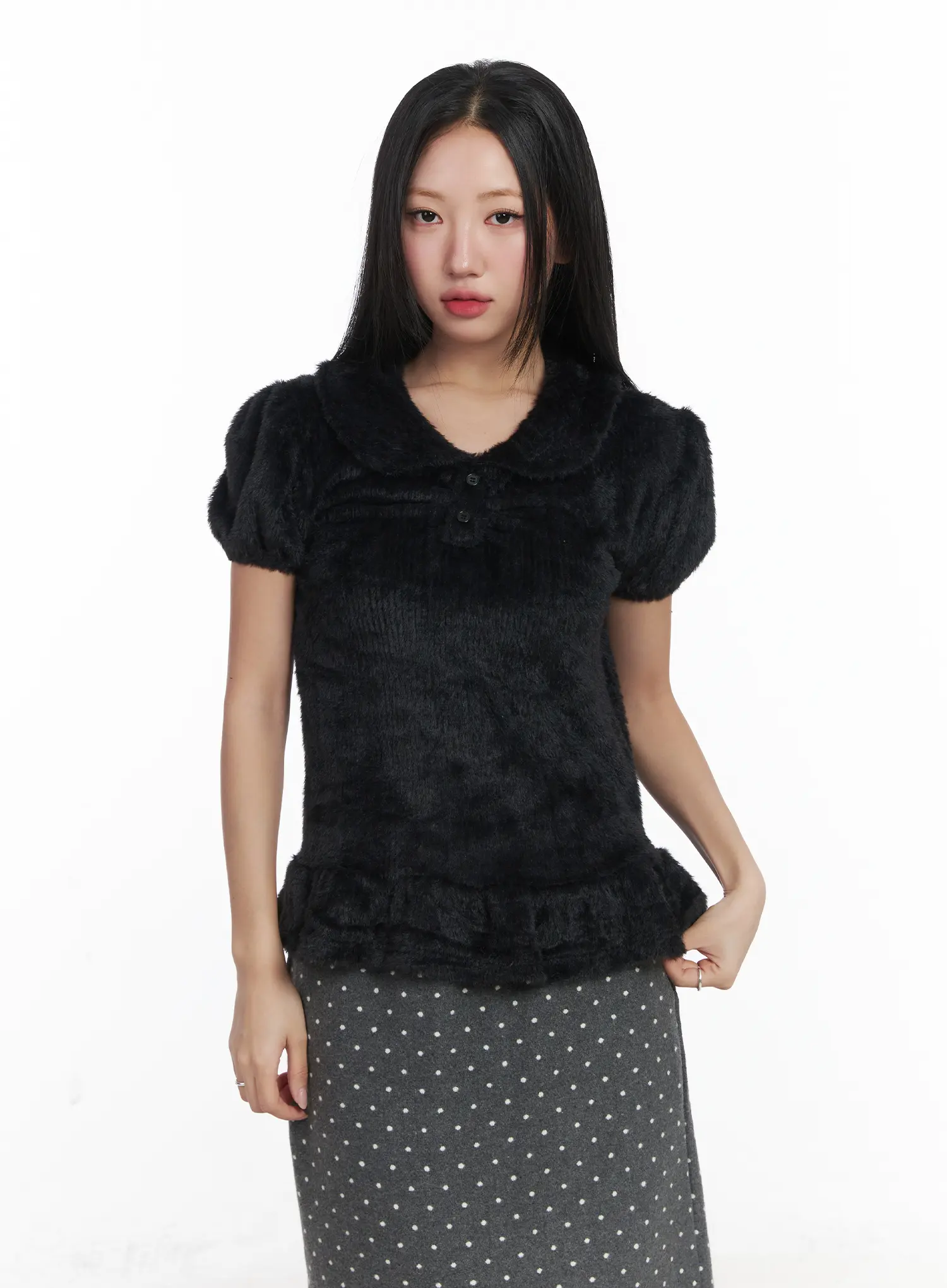 Soft Puff Sleeve Collar Top CD529 - Image 2
